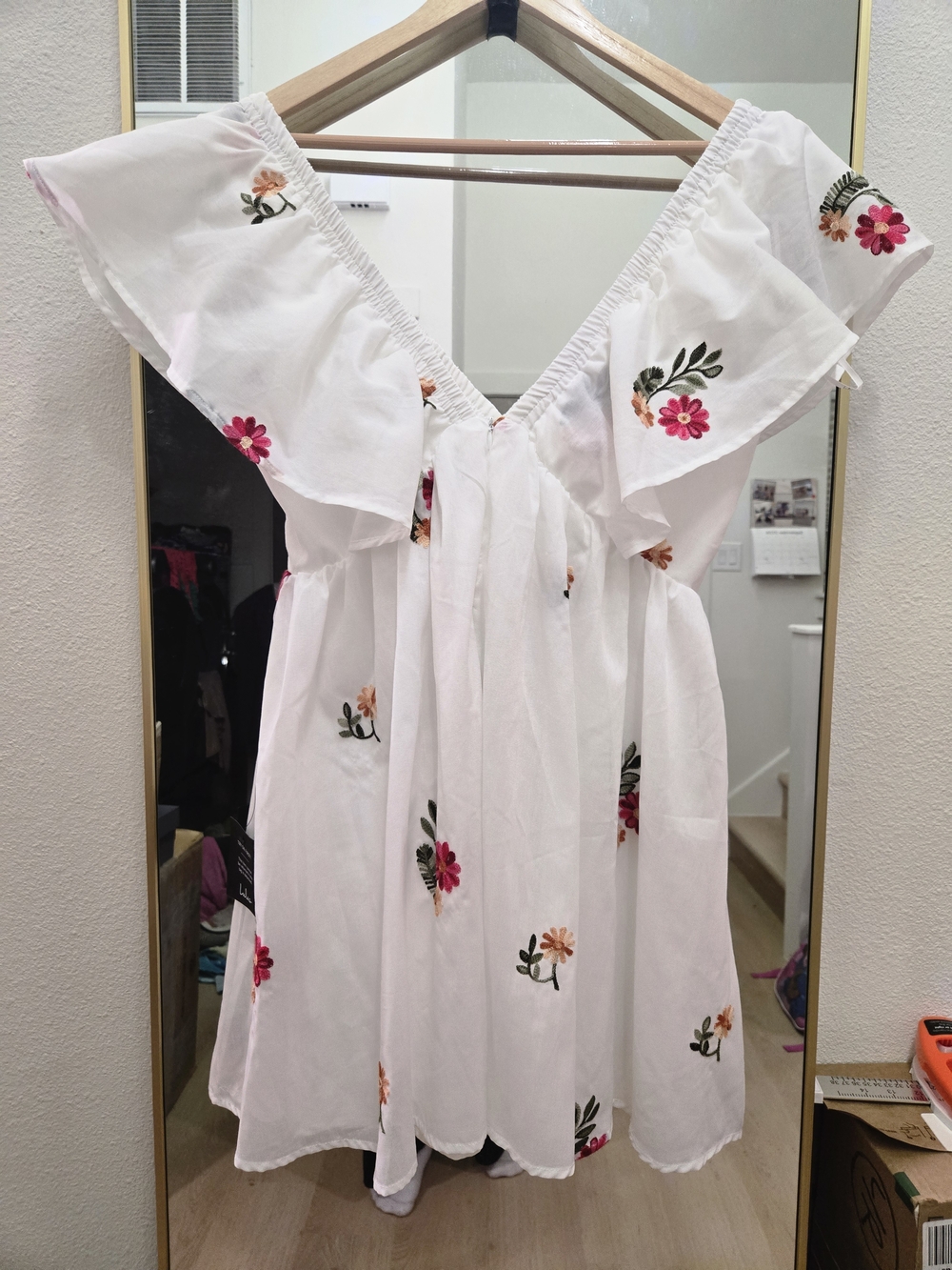 White Embroidered Floral Mini Dress XL | Cottagecore V-Neck Summer Dress | Lulus